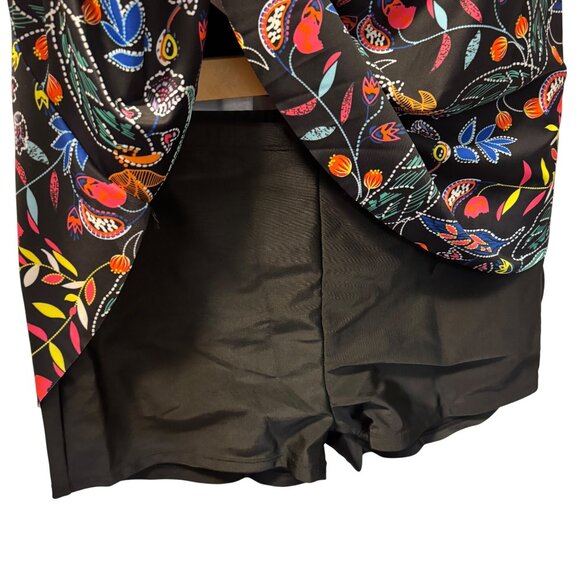 Womens 2-Piece Floral Tankini Set Sz 3XL Black Multicolor Polyester & Elastane S - Picture 6 of 12